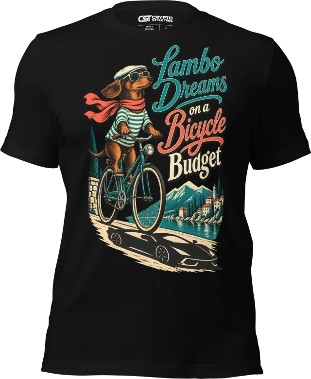 Lambo Dreams on a Bicycle Budget T Shirt in Black