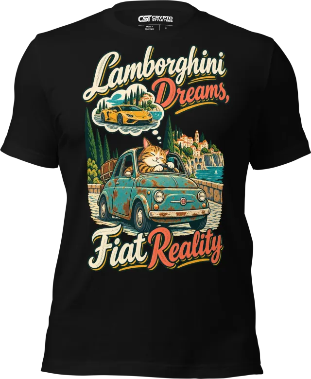 Lamborghini Dreams, Fiat Reality T Shirt in Black