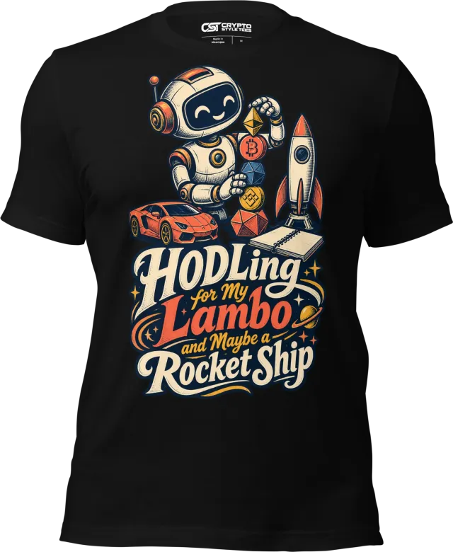 HODLing for My Lambo and Maybe a Rocket Ship T Shirt in Black