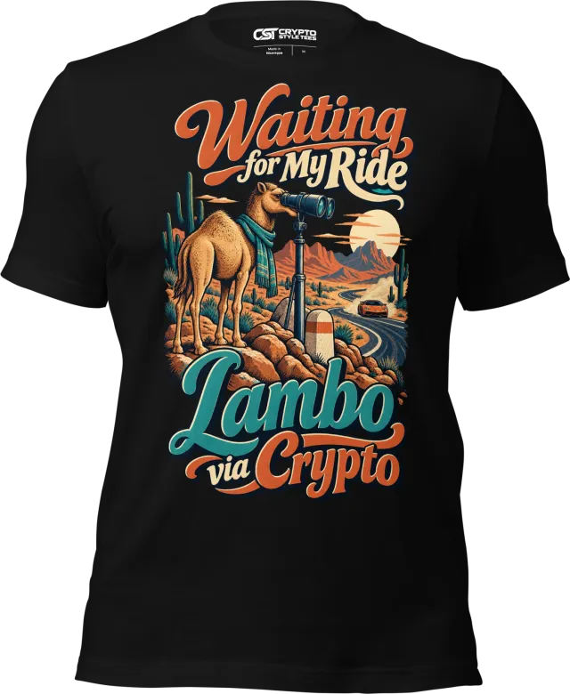 Waiting for My Ride Lambo via Crypto T Shirt in Black
