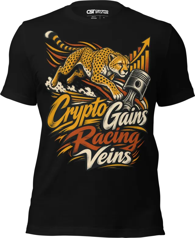 Crypto Gains Racing Veins T Shirt in Black