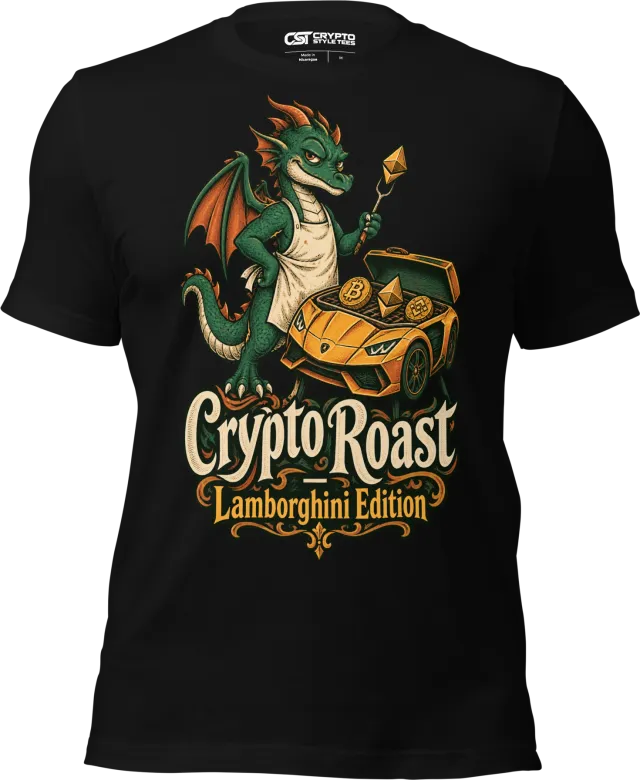 Crypto Roast – Lamborghini Edition T Shirt in Black