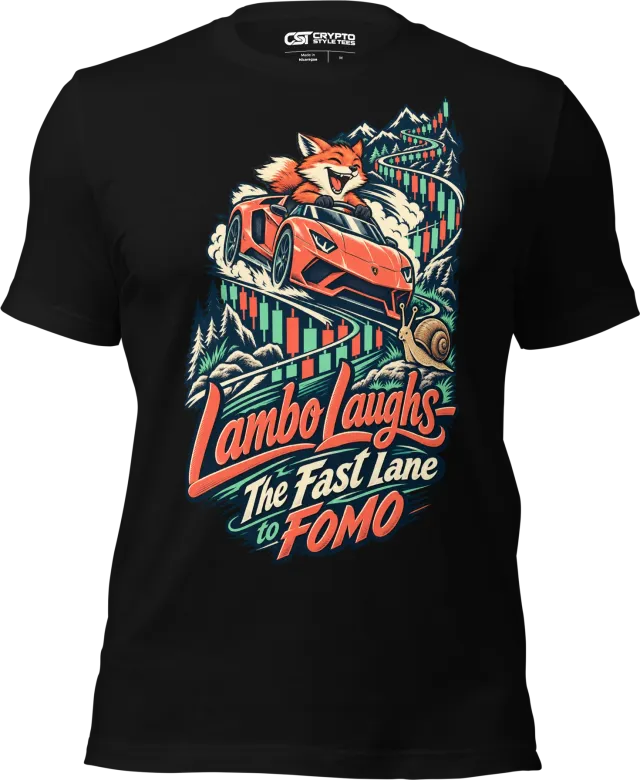 Lambo Laughs – The Fast Lane to FOMO T Shirt in Black