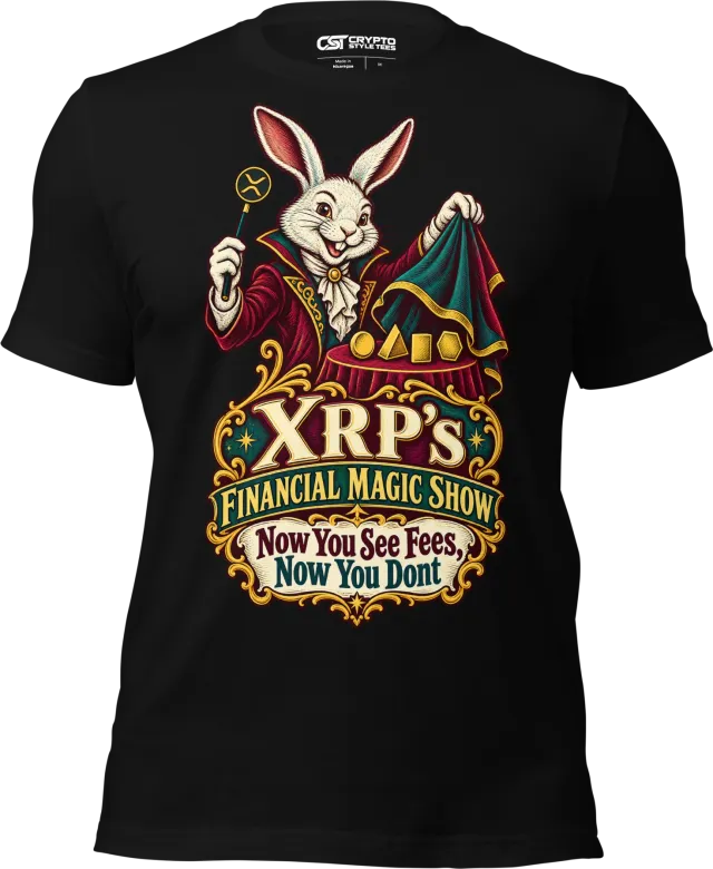 XRP’s Financial Magic Show Now You See Fees, Now You Dont T Shirt in Black