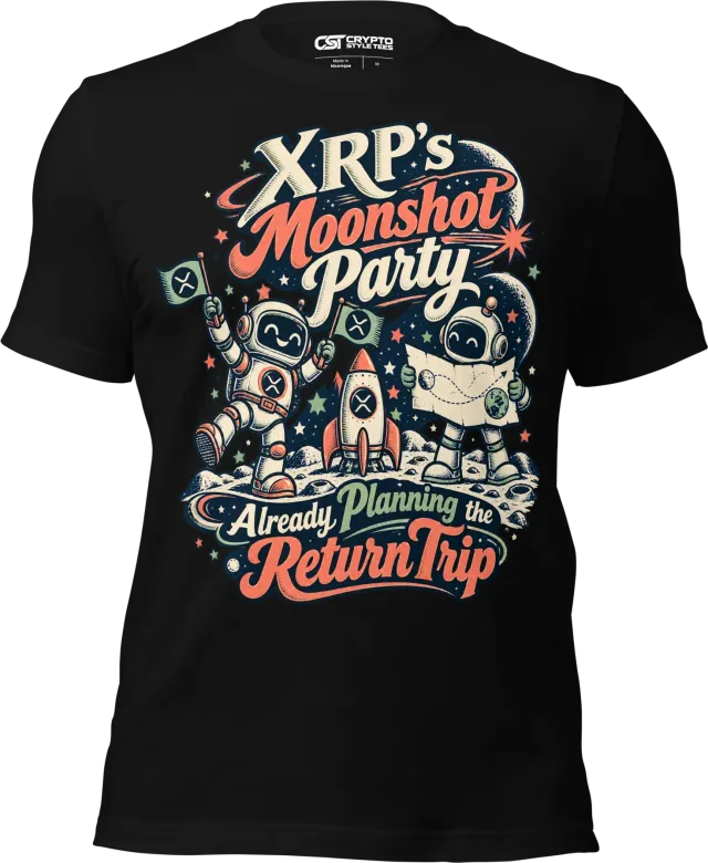 XRP’s Moonshot Party Already Planning the Return Trip T Shirt in Black