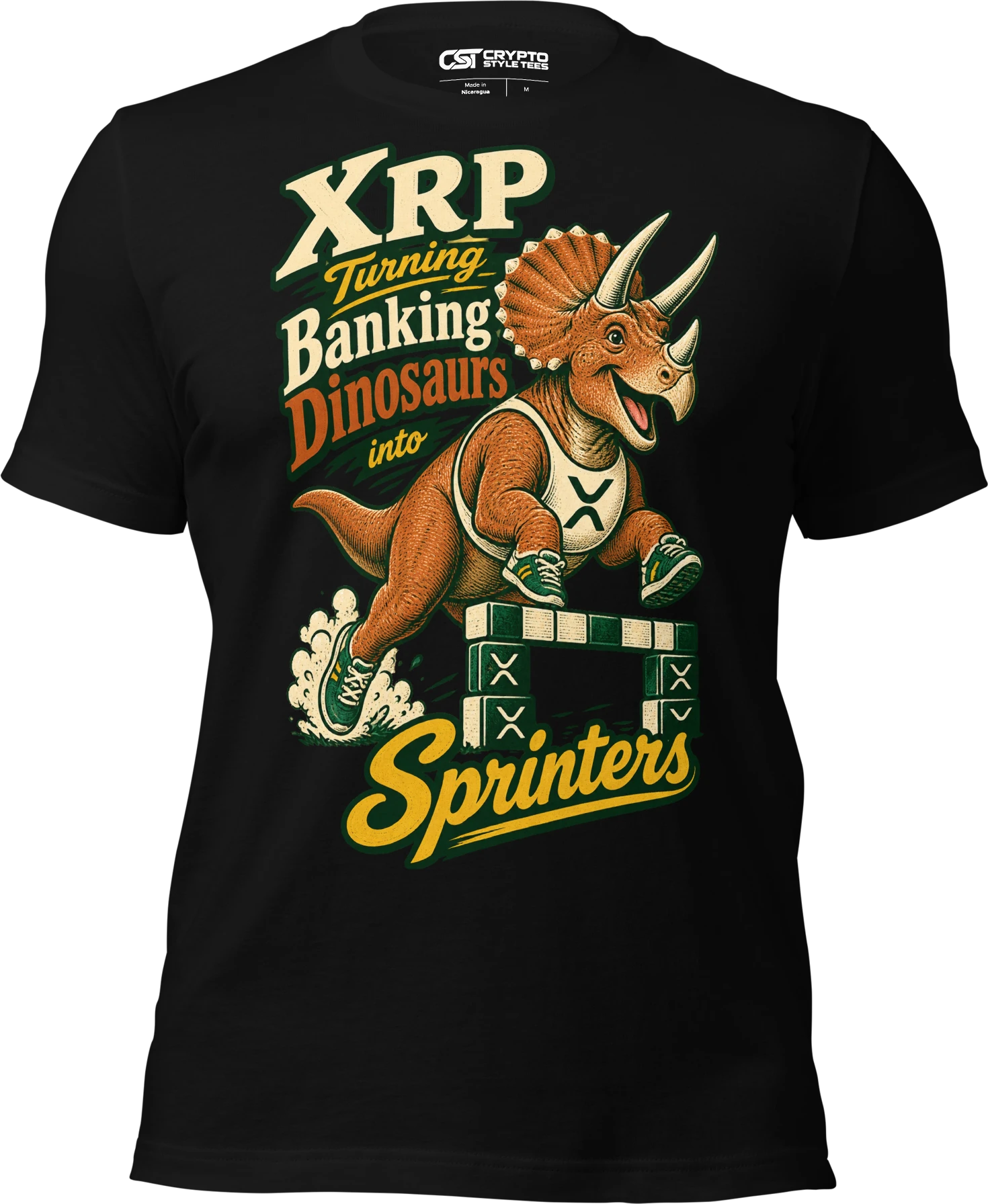 XRP Turning Banking Dinosaurs into Sprinters T Shirt in Black
