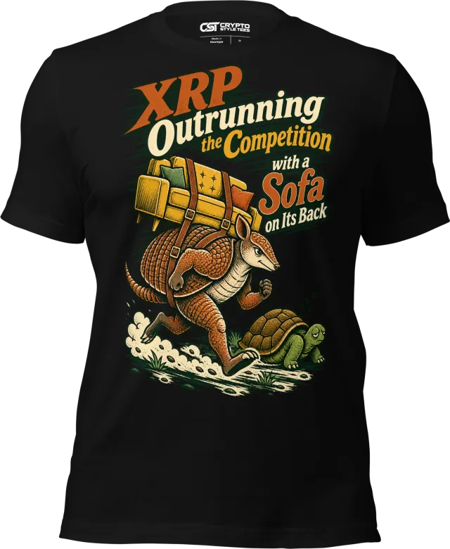 XRP Outrunning the Competition with a Sofa on Its Back T Shirt in Black
