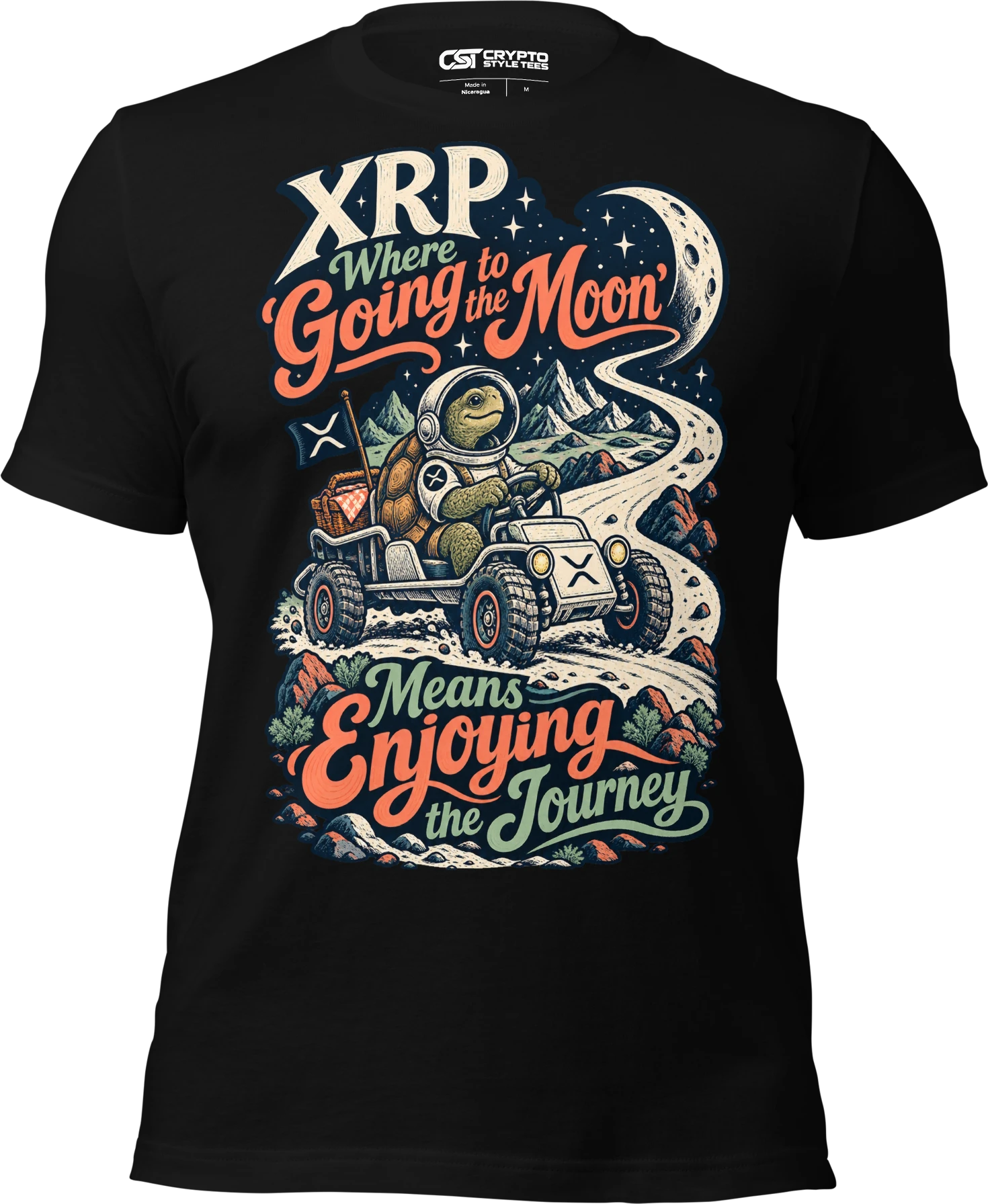 XRP Where ‘Going to the Moon’ Means Enjoying the Journey T Shirt in Black