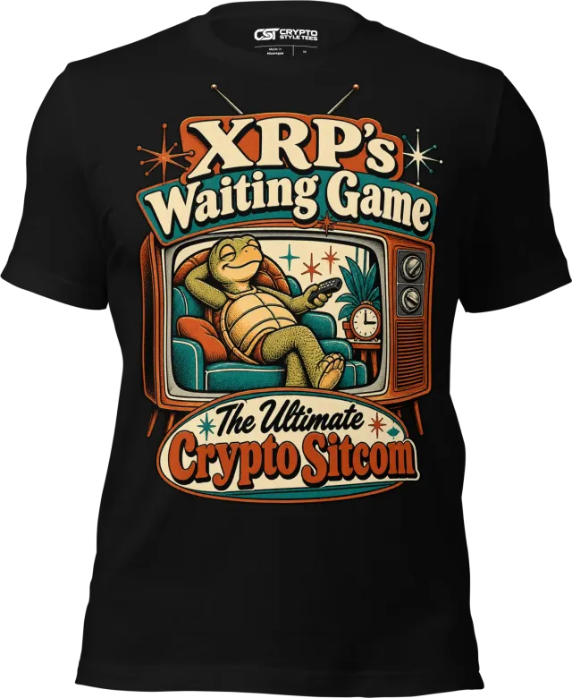 XRP’s Waiting Game The Ultimate Crypto Sitcom T Shirt in Black
