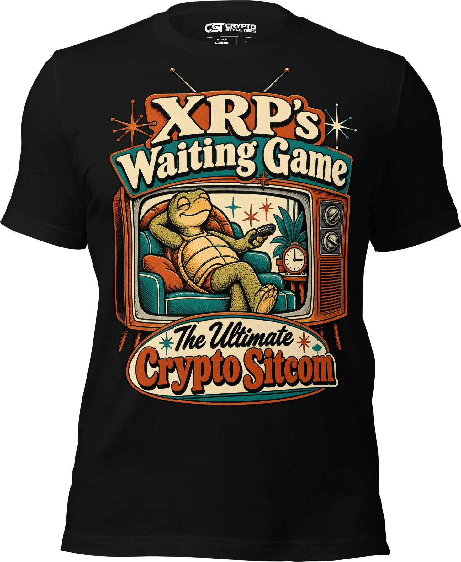 XRP’s Waiting Game The Ultimate Crypto Sitcom T Shirt in Black