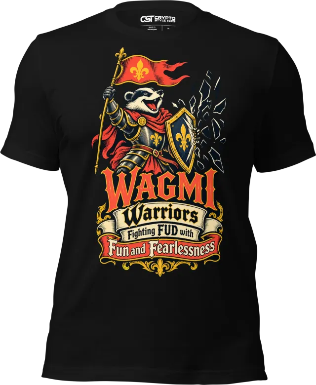 WAGMI Warriors Fighting FUD with Fun and Fearlessness T Shirt in Black