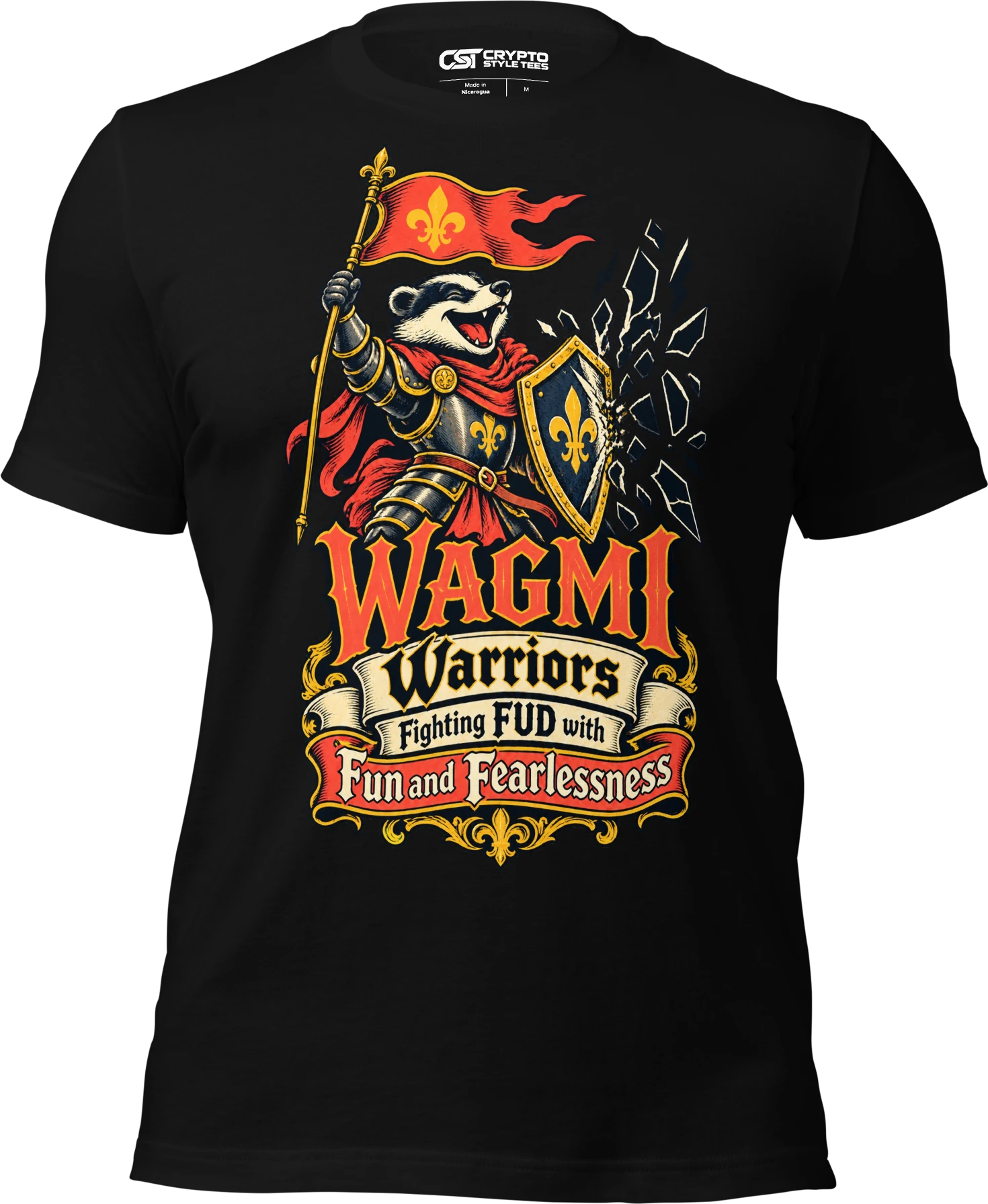 WAGMI Warriors Fighting FUD with Fun and Fearlessness T Shirt in Black