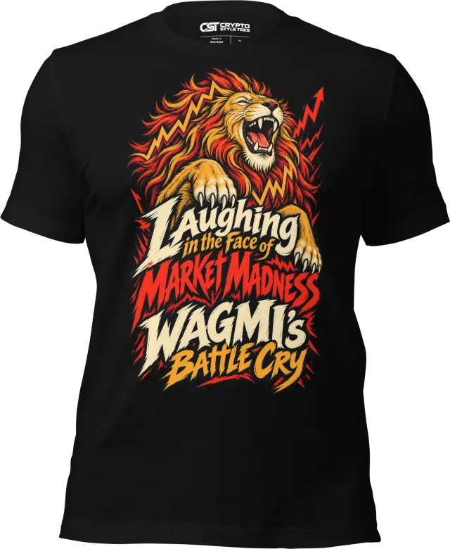 Laughing in the Face of Market Madness WAGMI’s Battle Cry T Shirt in Black