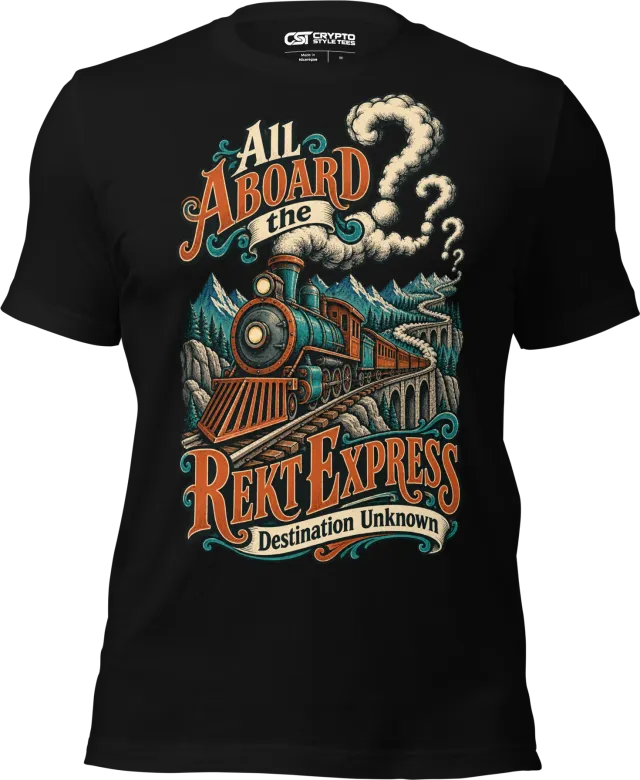 All Aboard the Rekt Express Destination Unknown T Shirt in Black