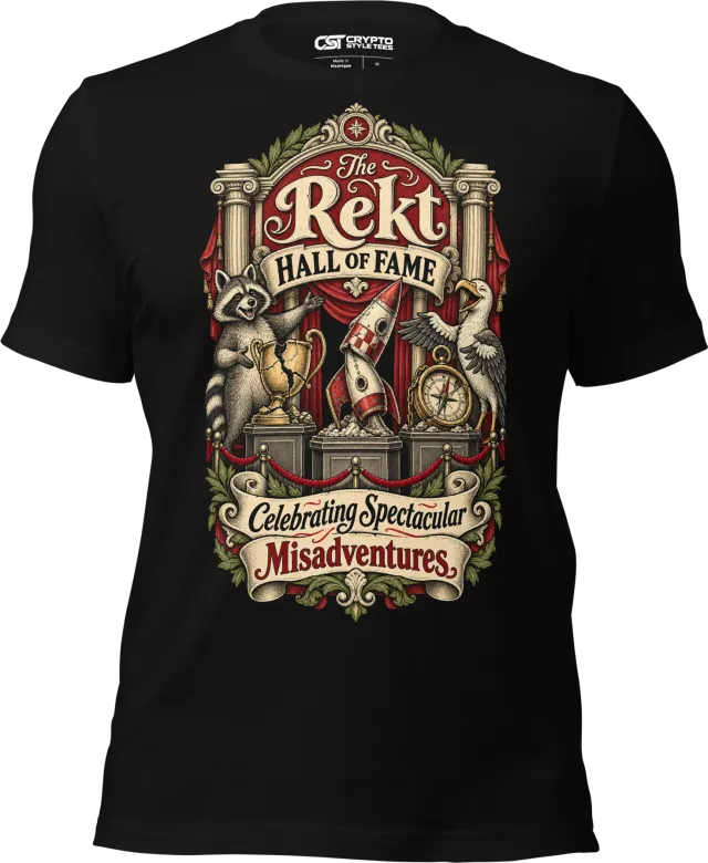 The Rekt Hall of Fame Celebrating Spectacular Misadventures T Shirt in Black