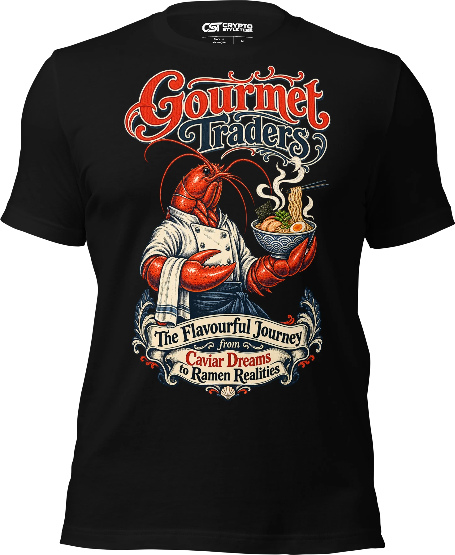 Gourmet Traders – The Flavourful Journey from Caviar Dreams to Ramen Realities T Shirt