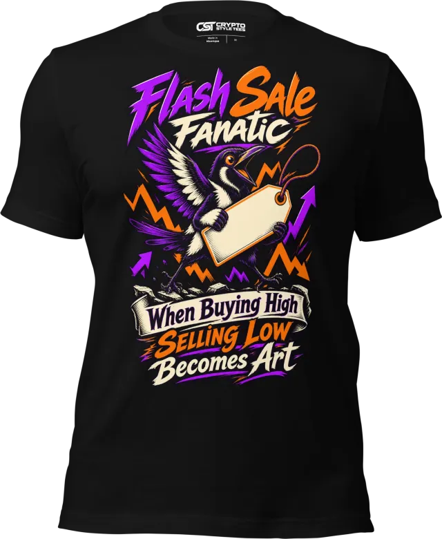 Flash Sale Fanatic – When Buying High Selling Low Becomes Art T Shirt in Black