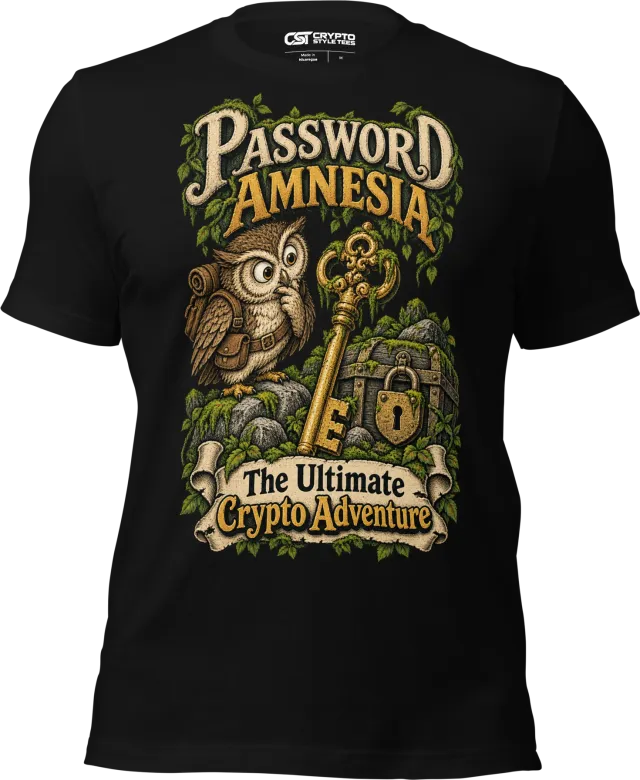 Password Amnesia The Ultimate Crypto Adventure T Shirt in Black