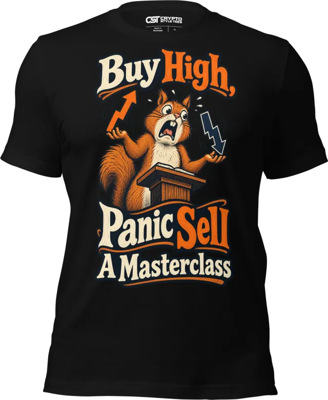 Buy High, Panic Sell A Masterclass T Shirt in Black