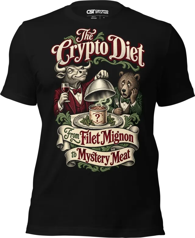 The Crypto Diet From Filet Mignon to Mystery Meat T Shirt in Black