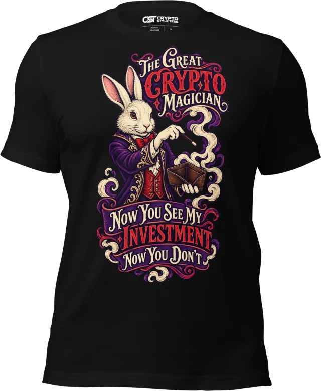 The Great Crypto Magician Now You See My Investment, Now You Don’t T Shirt in Black