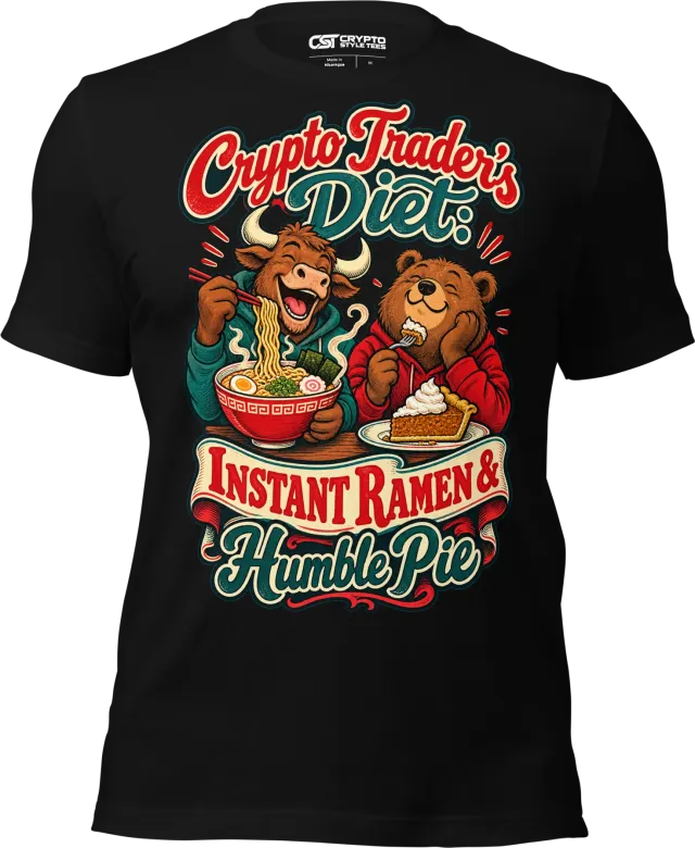 Crypto Trader’s Diet: Instant Ramen & Humble Pie T Shirt in Black