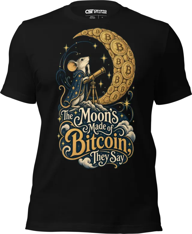 The Moon’s Made of Bitcoin, They Say T Shirt in Black
