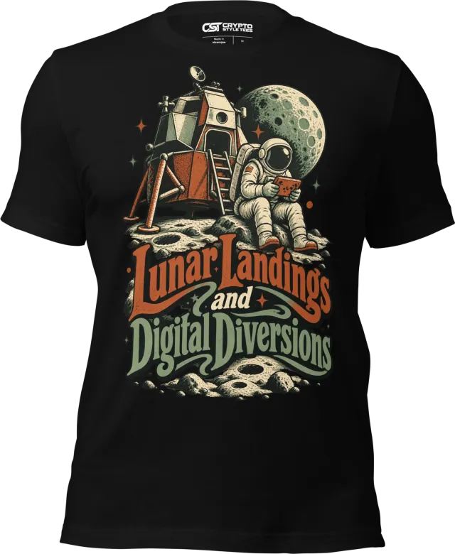 Lunar Landings and Digital Diversions T Shirt in Black
