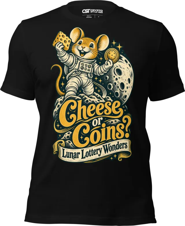 Cheese or Coins? Lunar Lottery Wonders T Shirt in Black