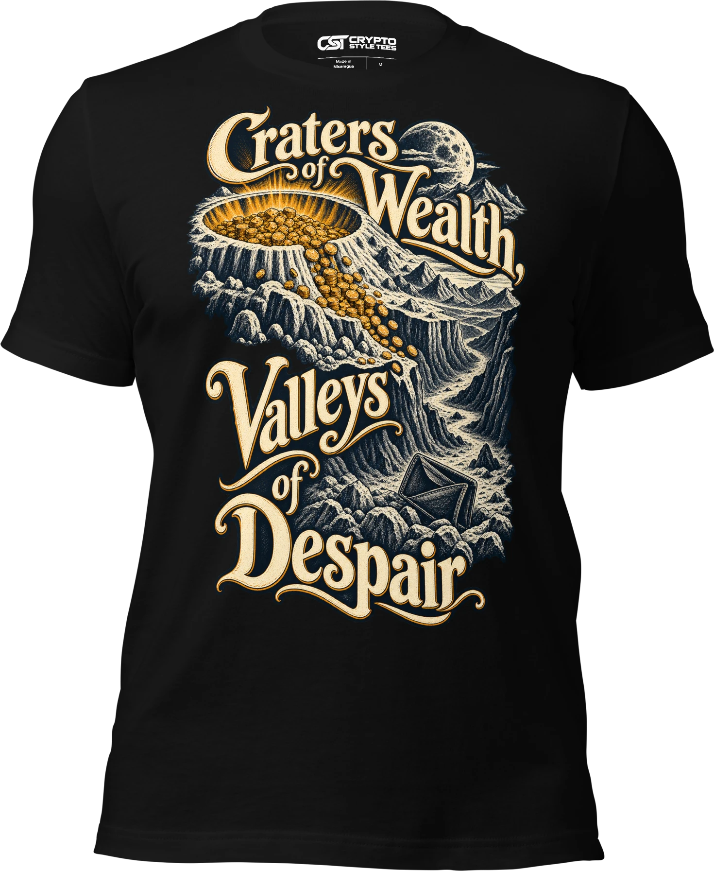 Craters of Wealth, Valleys of Despair T Shirt in Black