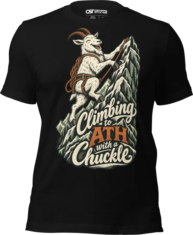 Climbing to ATH with a Chuckle T Shirt in Black