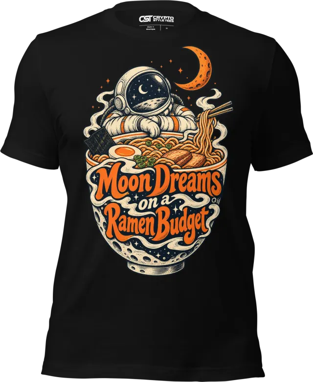 Moon Dreams on a Ramen Budget T Shirt in Black