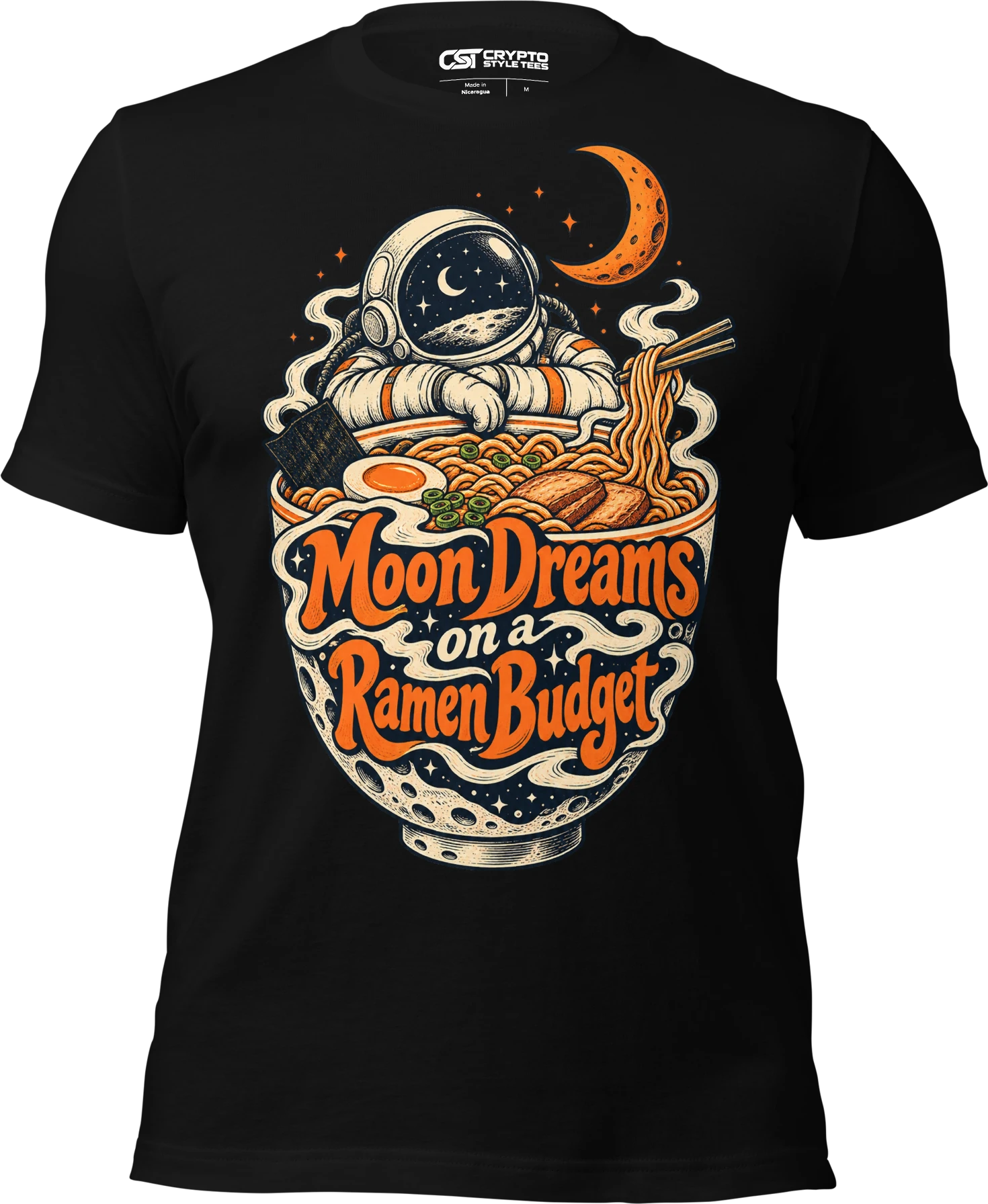 Moon Dreams on a Ramen Budget T Shirt in Black