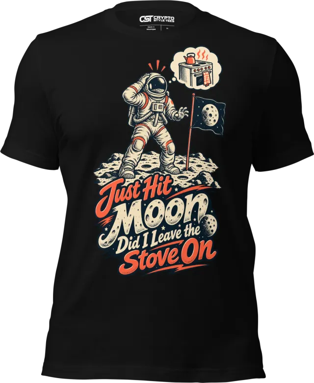 Just Hit Moon Did I Leave the Stove On T Shirt in Black