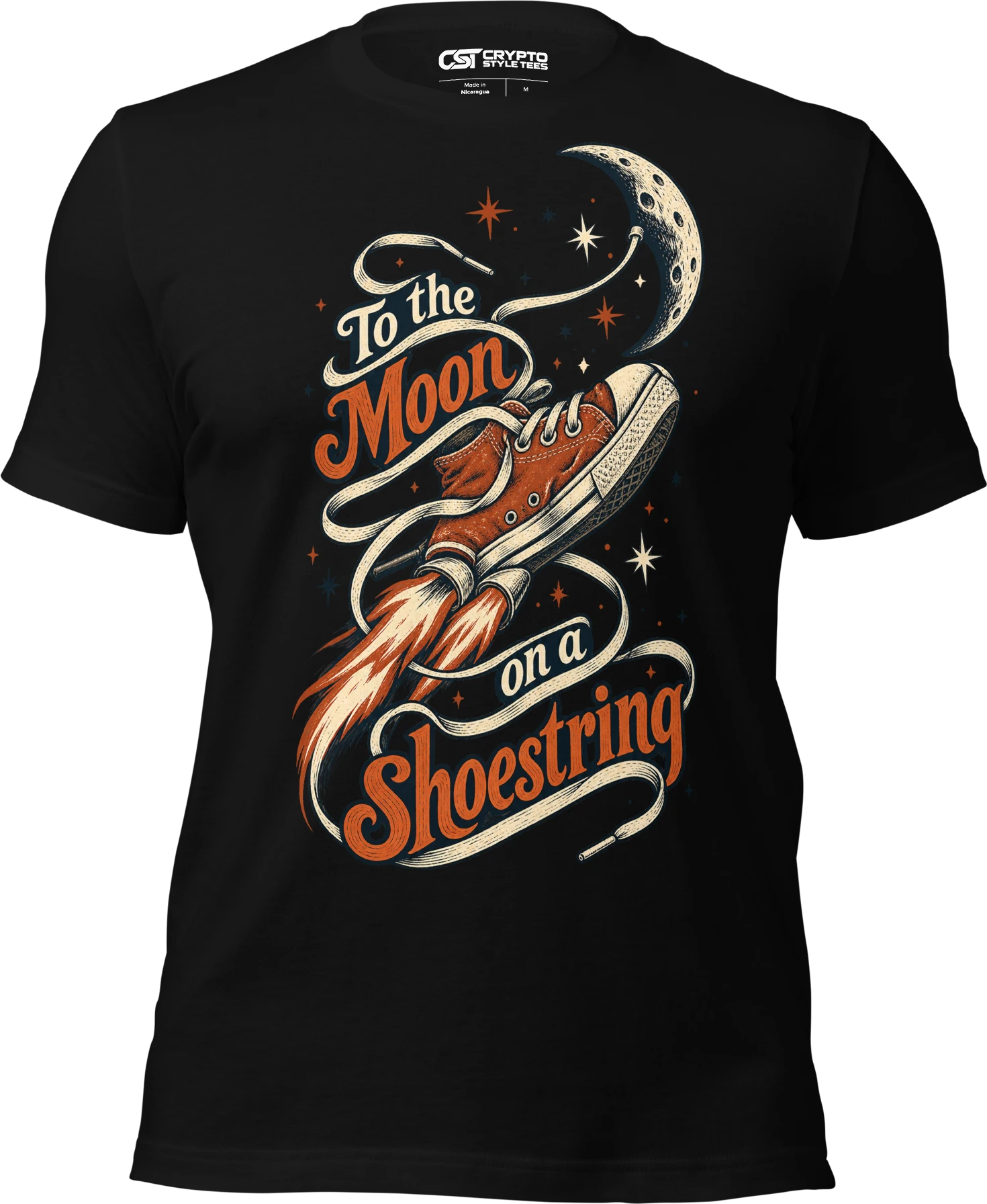 To the Moon on a Shoestring T Shirt in Black