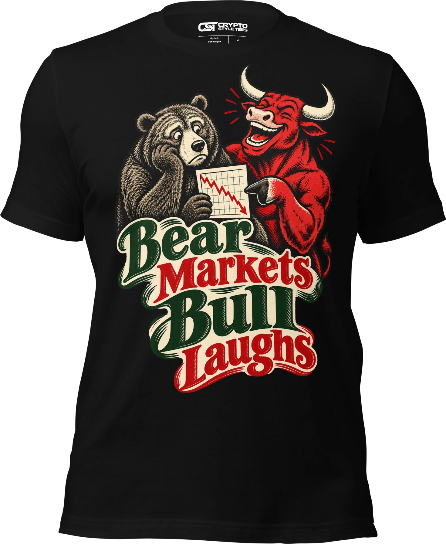 Bear Markets Bull Laughs T Shirt in Black
