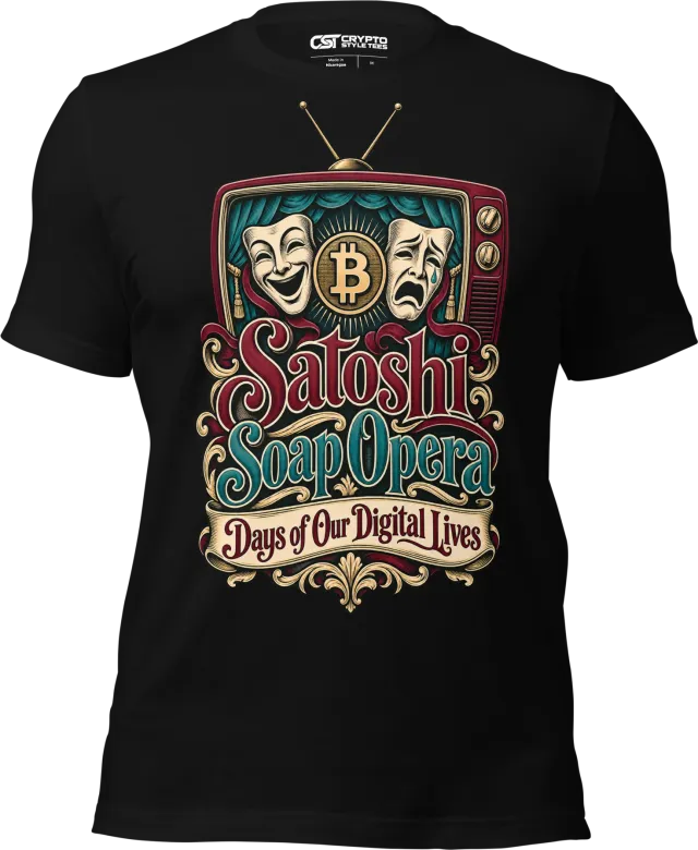 Satoshi Soap Opera Days of Our Digital Lives T Shirt in Black