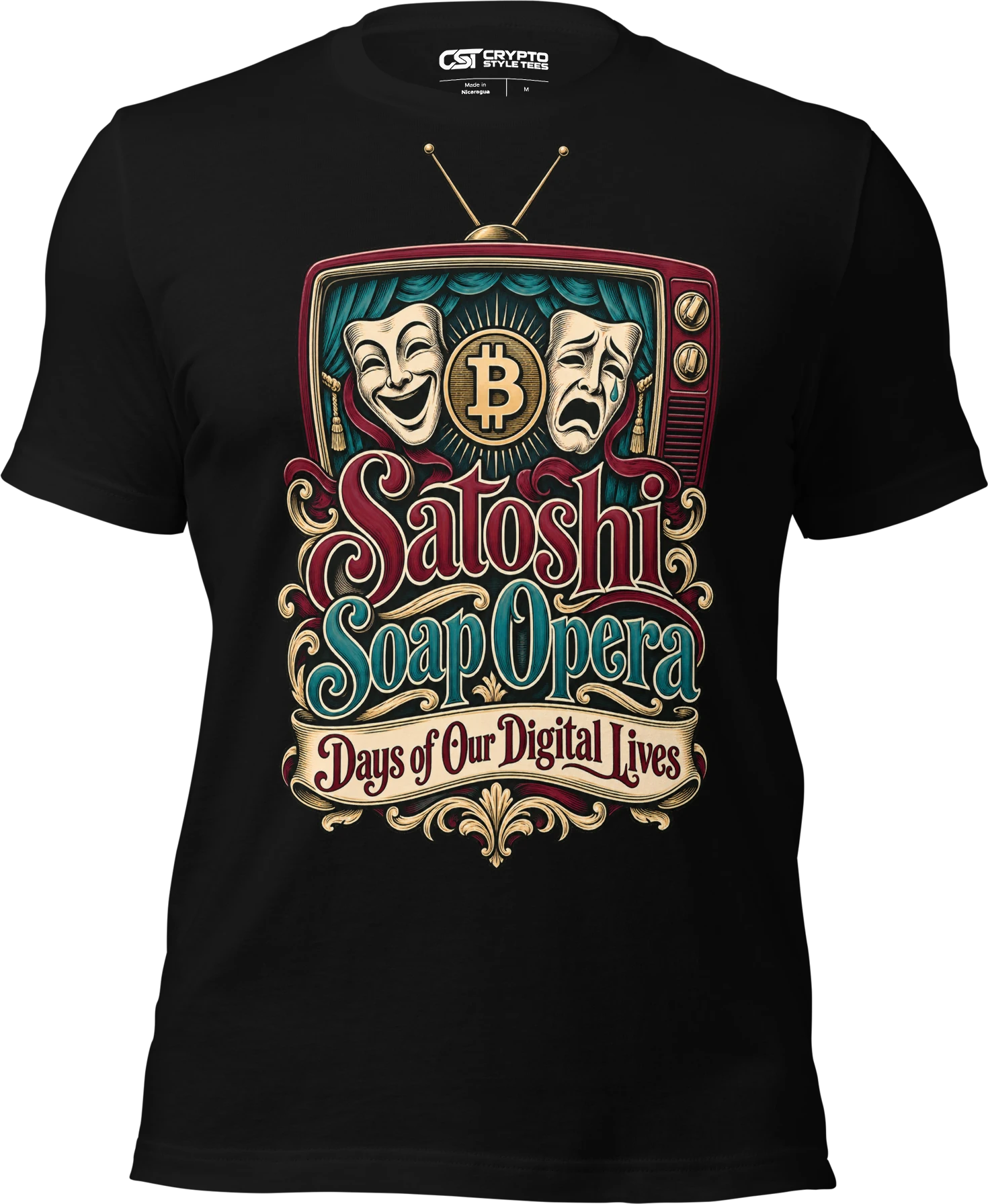 Satoshi Soap Opera Days of Our Digital Lives T Shirt in Black