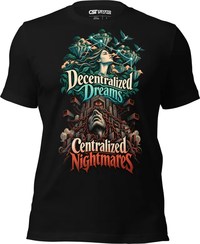Decentralized Dreams Centralized Nightmares T Shirt in Black