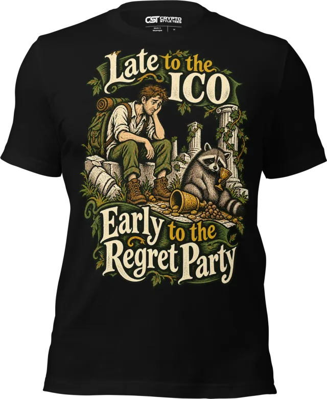 Late to the ICO Early to the Regret Party T Shirt in Black