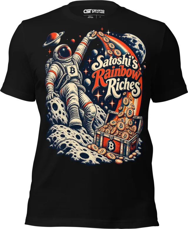 Satoshi’s Rainbow Riches T Shirt in Black
