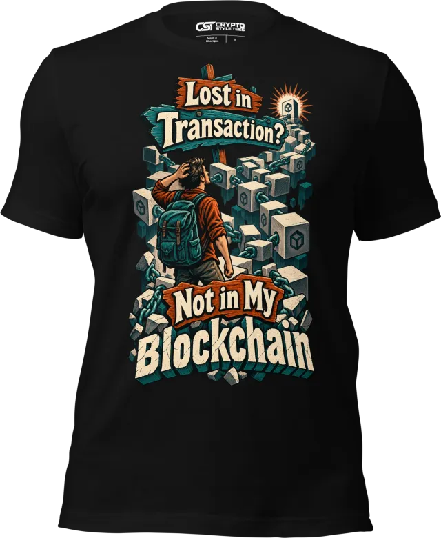 Lost in Transaction? Not in My Blockchain T Shirt in Black