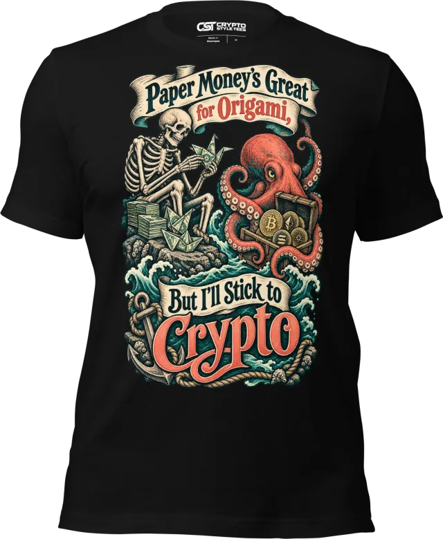 Paper Money’s Great for Origami, But I’ll Stick to Crypto T Shirt in Black