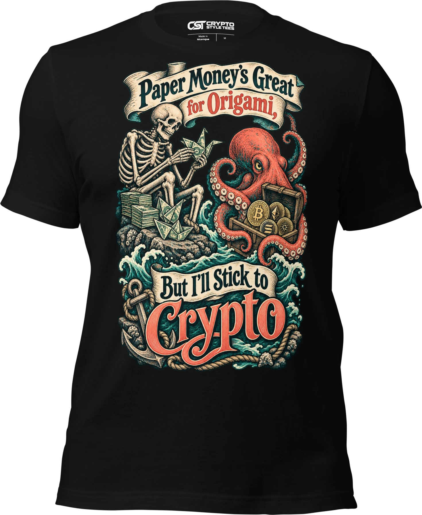 Paper Money’s Great for Origami, But I’ll Stick to Crypto T Shirt in Black