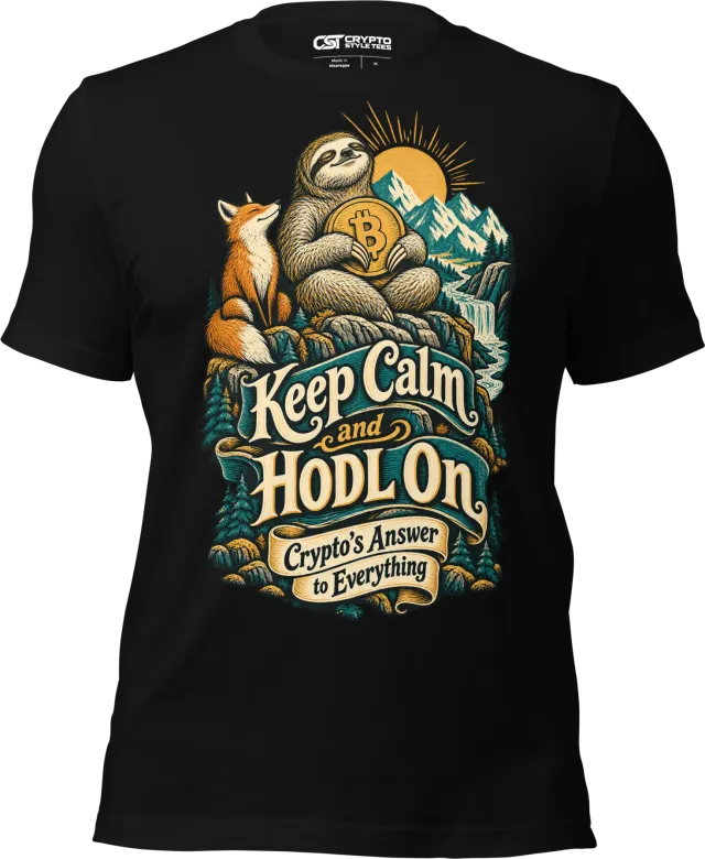 Keep Calm and HODL On Crypto’s Answer to Everything T Shirt in Black