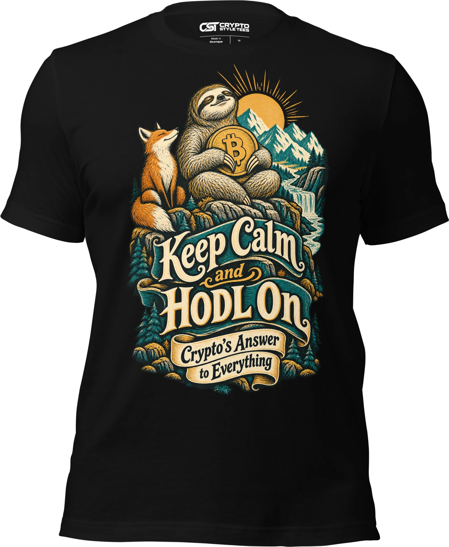 Keep Calm and HODL On Crypto’s Answer to Everything T Shirt in Black
