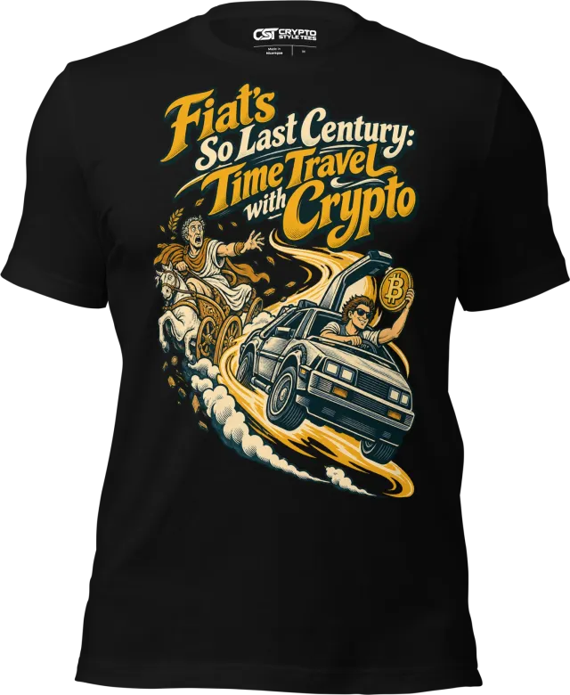 Fiat’s So Last Century: Time Travel with Crypto T Shirt in Black