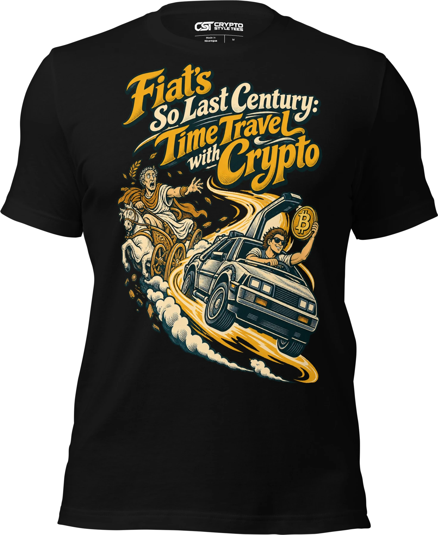 Fiat’s So Last Century: Time Travel with Crypto T Shirt in Black
