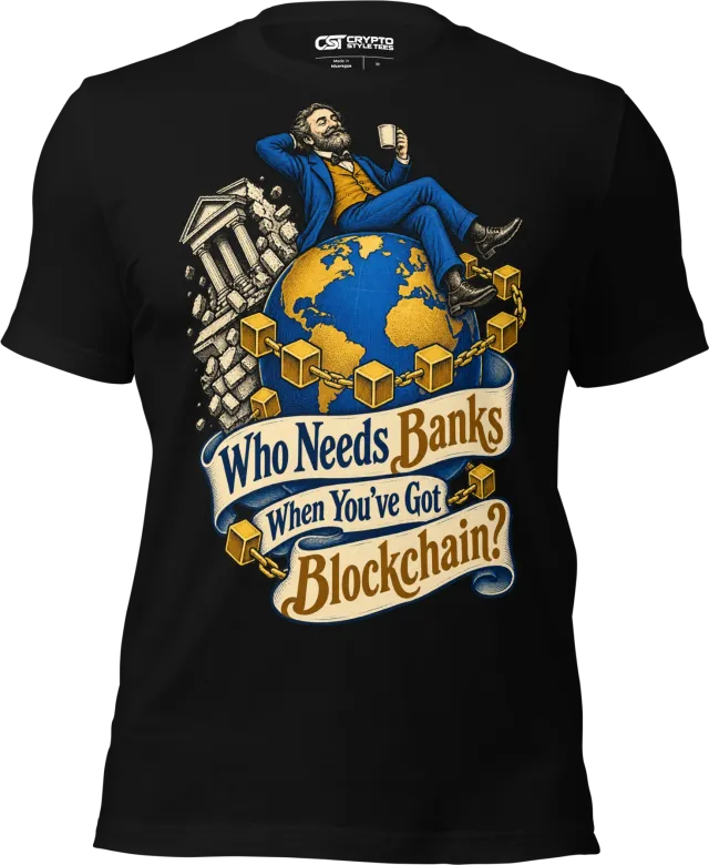 Who Needs Banks When You’ve Got Blockchain? T Shirt in Black