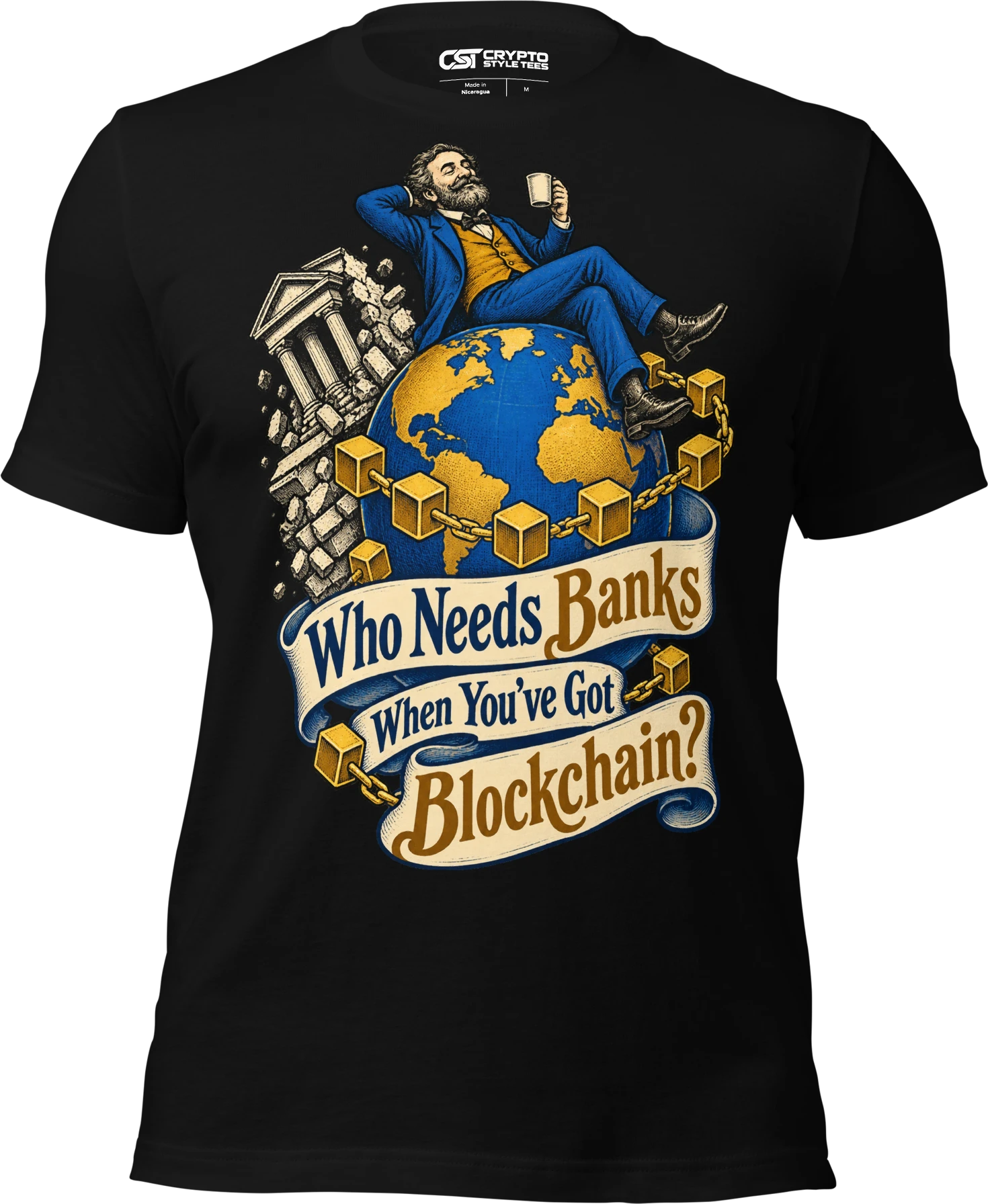 Who Needs Banks When You’ve Got Blockchain? T Shirt in Black